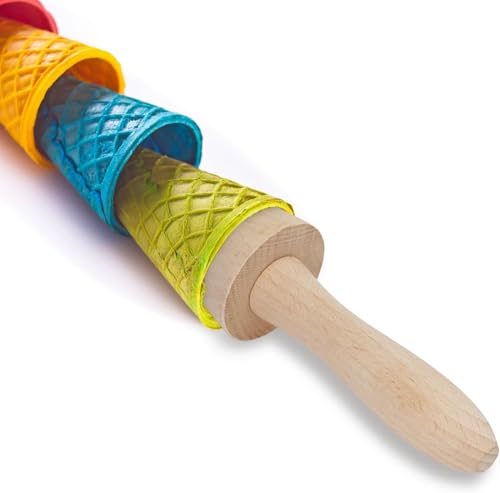 Wood Cone Roller Pizzelle Roller Ice Cream Cone Roller Mold Natural Waffle Cone Roller Wooden Mini Waffle Cones Pastry Decorating Baking Pastry Tool Cone Mold Pizzelle Makers Pastry Roller