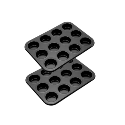2-Pack 12-Cup Muffin Pan, Nonstick Bakeware - color: Black