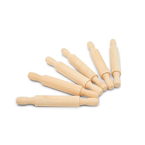 Wooden Mini Rolling Pin, 5 Inches Long, Pack of 12, Great for in The Kitchen, Play-doh, Crafting and Imaginative Play, by Woodpeckers - size: 5 inch