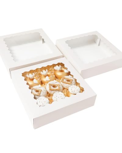 Bakepacker Auto-pop Up Pie Boxes with Window 8x8x2.5 inches 240pcs White - color: White, 240 Pcs, size: 240Pcs / 8"x 8"x 2.5"