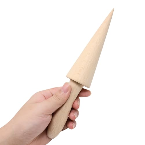 yueton 1 Pack Ice Cream Cone Roller Mold Pizzelle Roller Wooden Dessert Cooking Tools Pastry Cone Shaped Roller Mould Baking DIY Accessories