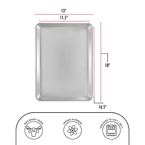 Fat Daddio's Natural Aluminum Half Sheet Pan, 2-Pack - size: Half (13 x 18 Inch), style: 2-Pack