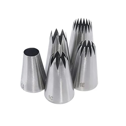 Piping Tips Large Pastry Tips Set,Cake Cream Decorating Tips for Frosting,Icing Piping Nozzle For Cupcakes Cakes Cookies(1A,1C,1E,356,9FT) - color: Type C