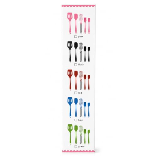 Silicone Kitchen Utensil Set, 5-Piece Heat Resistant Cooking Utensils Set, Nonstick BPA-Free Silicone Spatulas, Turner, Whisk & Pastry Brush for Baking and Cooking (Green) - color: Green
