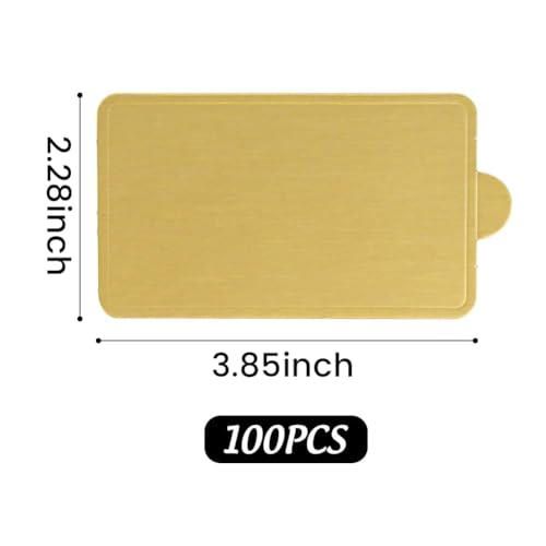 HANSGO Mini Square Golden Cardboard Cake Base,Single Cupcake Container 100PCS Cake Paper Plates Dessert Board Base Grease-Proof and Freezer-Durable Pastry Cardboard - size: Square Cake Base