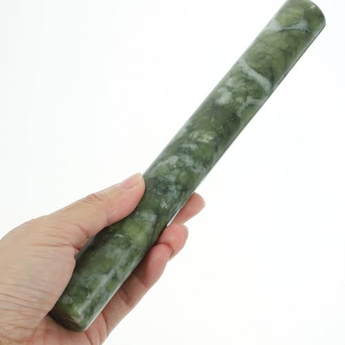 Alipis Jade Rolling Pin Set 10.23 Inch Natural Stone Dough Roller for Dumpling Wrappers and Pasta Non-Stick Surface Ergonomic Kitchen Baking Tool