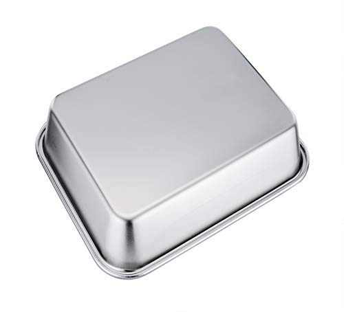 TeamFar Rectangular Cake Pan Brownie Pan, Stainless Steel Lasagna Pan - size: 10" x 8" x 3.2"
