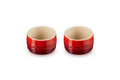 Le Creuset Stoneware Round Straight Wall Ramekin, Set of 2, Cerise - color: Cerise