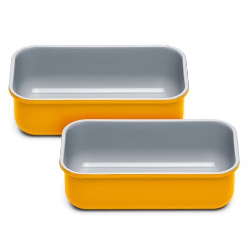 Caraway Non-Stick Ceramic-Coated 1 lb Loaf Pan Duo - color: Marigold, size: 2x Loaf Pan (1lb)