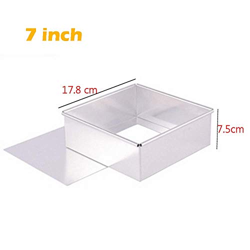 Anodized Aluminum Square Cheesecake Pan Chiffon Cake Mold Baking Mould with Removable Bottom 7 Inch x 7 inch x 3 inch (A 7 inch)