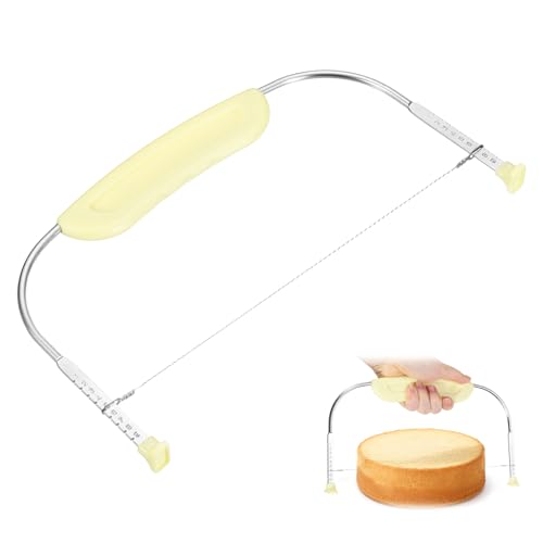 uxcell Cake Cutter Slicer Leveler with Plastic Handle Light Yellow - color: Light Yellow