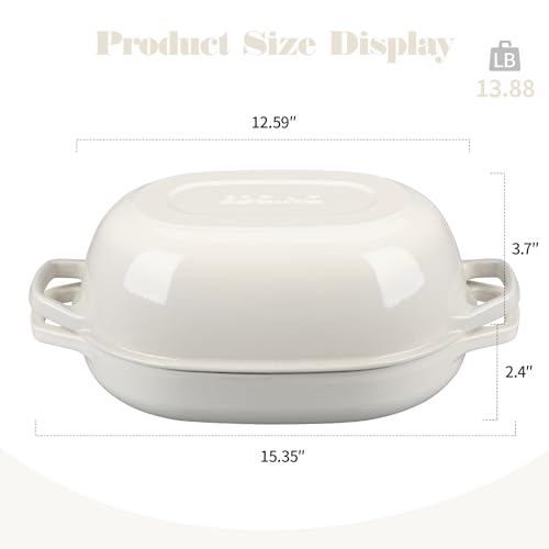 EDGING CASTING Enameled Cast Iron Oval Dutch Oven Pot with Lid, Dutch Oven for Sourdough Bread Baking, Bread Oven, Bread Dutch Oven, Oval Bread Pan, 7qt, White - color: White, size: 7 Quart