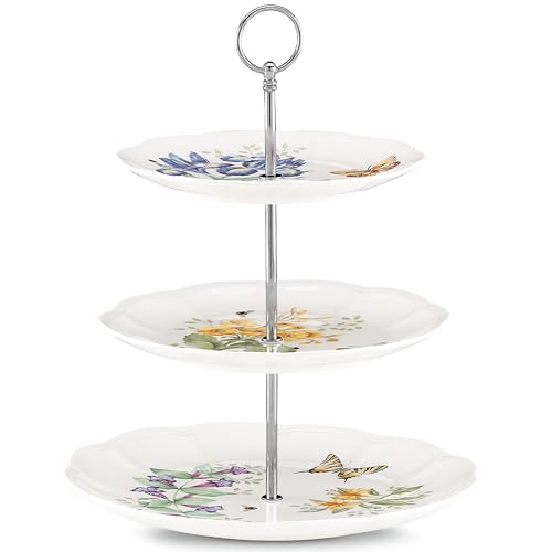Lenox Butterfly Meadow Porcelain 3-Tier Serving Tray - style: 3-Tiered Server