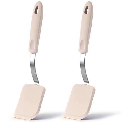 2Pcs Mini Silicone Cookie Brownie Spatula, Solid Flat, Khaki - color: Khaki, style: Solid Flat