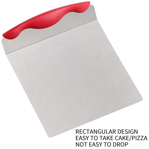 Cake Safe Lifter 7.8"x9.6" Stainless Steel Pizza Transfer Shovel Cookie Spatula - color: Dark Red