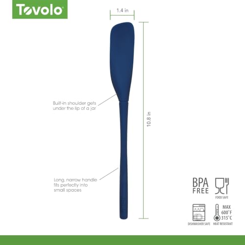Tovolo Flex-Core Silicone Jar Scraper 11 Inch Spatula, Deep Indigo - color: Deep Indigo