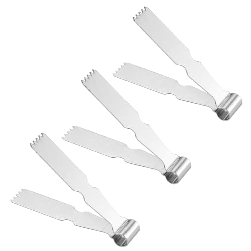 Generic 3pcs Silver Stainless Steel Pastry Tongs, Dough Scraper, Press, Crimper Tool for Decorating and Sealing Pie Crusts, Bread, Dessert, Pastry, Cakes, Kitchen, Baking Gadgets