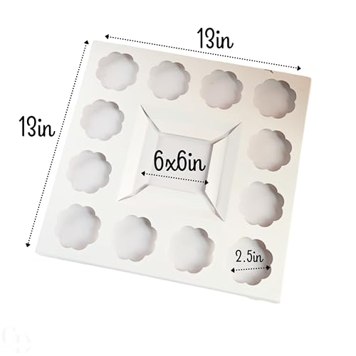 Bento Cake and Cupcake Box with Clear Box,12 Cupcake Insert with 6x6 Cake Cavity- 10 pack