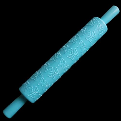 Ciieeo 4Pcs Embossed Rolling Pins Food Grade Fondant Cake Decorating Tool for Sugar Paste Marzipan Pastry Dough Pie Crust Diy Baking and Craft Clays 14.17In