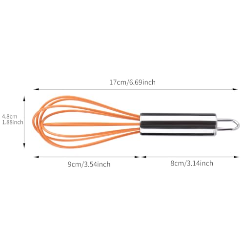 BAEKZ Multi-Color Mini Silicone Kitchen Whisks with Stainless Steel Handles Milk Beater Egg Beater Balloon Whisk for Blending Stirring Whisking and Beating(6.2in, Four colorsl, 8)