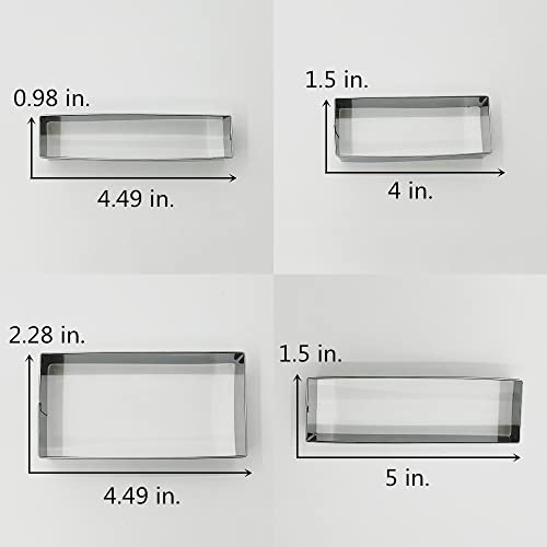 LILIAO Rectangle Cookie Cutter Set of 4-Piece, 4 Different Sizes