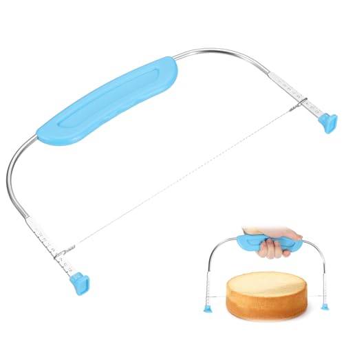 uxcell Cake Cutter Slicer Leveler with Plastic Handle Blue - color: Blue