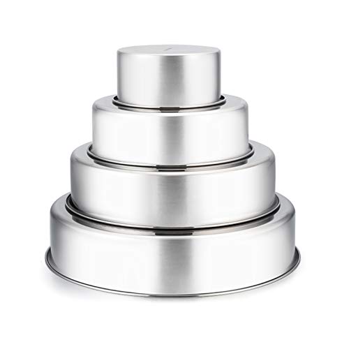 TeamFar Cake Pan, Stainless Steel Round Baking Pans Set for Layer Cake Pie