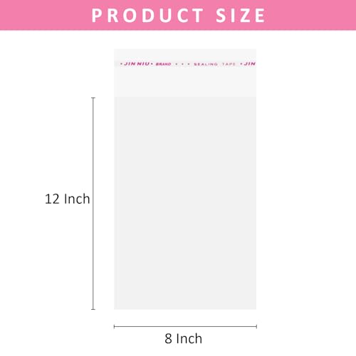 Brandon-super 200 Pack Sealing Cellophane Bags - Clear Cookie Bags Resealable, Self Adhesive for Packaging Gifts, Cookies - Candy Bags, Jewelry Bags, Sample Bags - 8X12 Inch - style: 8x12 Inch