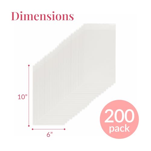 Prestee 200 Pack Self-Sealing Cellophane Bags 6x10 - Clear Bags for Small Gifts, Cookies, Candy, and Bakery - Airtight Goodie Bag for Gift Giving and Packaging - Food-Safe Plastic Treat Bag - style: Self-Sealing