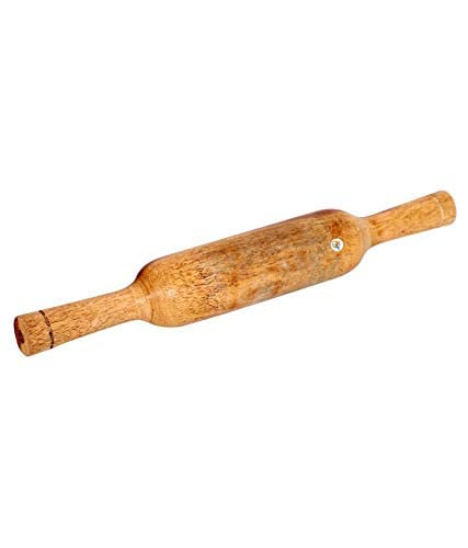 Handcrafted Wooden Rolling Pin,Belan,Belna,Traditional Belan for Roti, Chapati, Dough, Pastry – Handcrafted Hardwood Dough Roller with Easy Grip Handles – Smooth Finish (Thin Belan) - color: Thin Belan