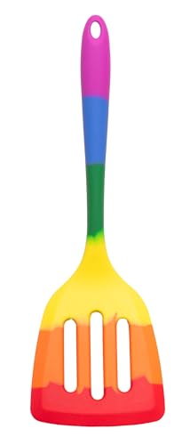 Cooking With Pride Silicone Tools, Non-Stick and Heat-Safe, Includes Slotted Turner, Pastry Brush, and Tongs - size: Slotted Turner, Pastry Brush & Tongs