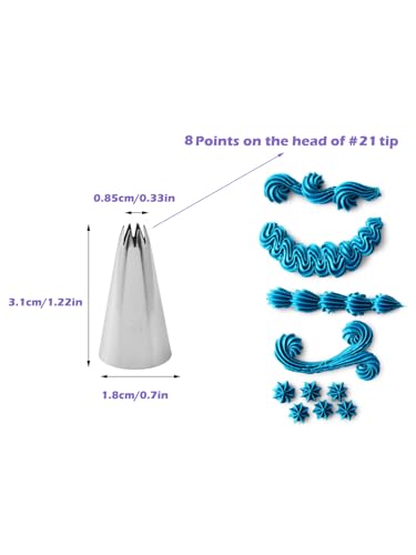 Open Star Cake Decorating Tip #21,Icing Piping Tip for Frosting,3 Pcs