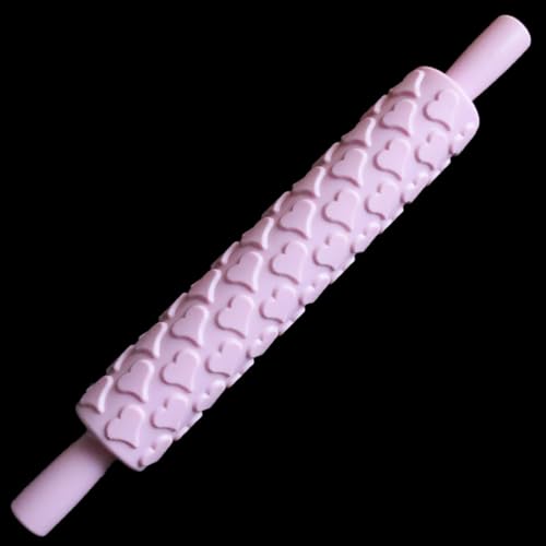 Ciieeo 4Pcs Embossed Rolling Pins Food Grade Fondant Cake Decorating Tool for Sugar Paste Marzipan Pastry Dough Pie Crust Diy Baking and Craft Clays 14.17In