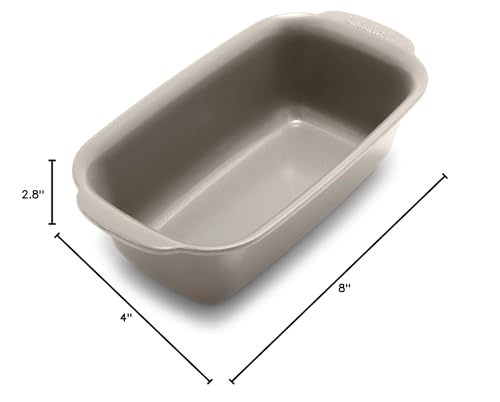 GreenPan Premiere Ovenware Healthy Ceramic Nonstick 1 lb. Loaf Baking Pan, PFAS-Free, Warp-Free Bakeware, Durable Quick Heating, Oven & Broiler Safe to 600F, Dishwasher Safe, Taupe - color: Taupe, size: 1 lb. Loaf Pan