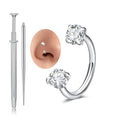 20g 16g 18g Piercing Taper Internal Threaded Piercing Taper Insertion Threader Tool Threadless Jewelry Changing Tool Horseshoe Nose Ring Labret Earring Studs Applicator Piercing Ball Grabber - color: D1 - Horseshoe ear nose ring + tool -silver