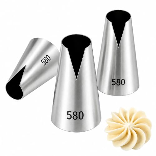 3 Pcs #580 V-Shaped Piping Tips,Stainless steel