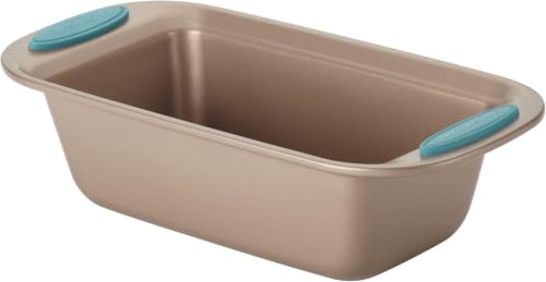 Rachael Ray Cucina Bakeware Oven Lovin' Nonstick Loaf Pan, 9-Inch by 5-Inch Steel Pan, Latte Brown with Agave Blue Handles (Pack of 6) - color: Latte Brown, size: 9 Inch x 5 Inch (Pack of 6)