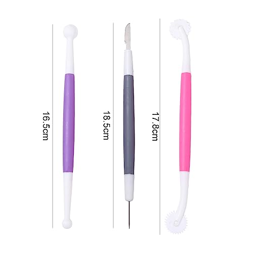 Vctitil 3Pcs Cake Decorating Tools,Fondant Sugar DIY Tools Cake Supplies,Pastry Carving Cutter Decorating Needle Tool Sugar Cookie Baking Scribing Tool