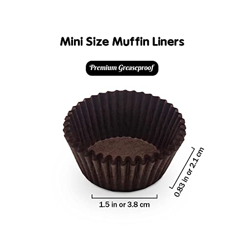 Brown Mini Cupcake Liners Natural Greaseproof Paper Muffin Baking Cups, 500-Count - color: Brown
