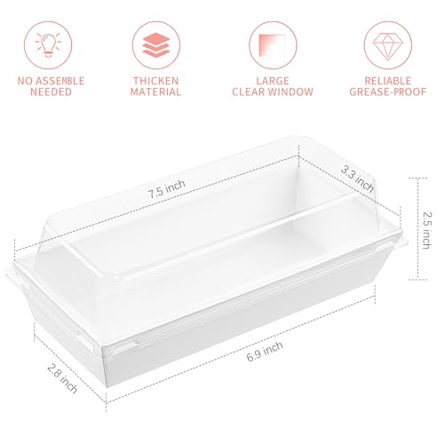 Ocmoiy Charcuterie Boxes with Clear Lids, 7.5x3.3 Inches, 50 Pack, White - color: White