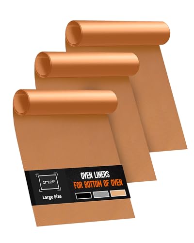 3 Pack Oven Liners for Bottom of Oven, 17x25" Large Heavy Duty Non-Stick Reusable Oven Mat for Electric, Gas, Toaster & Convection Ovens - BPA & PFOA Free, Dishwasher Safe, Kitchen Essentials, Copper - color: Copper, size: 3 Pack 17”x25”