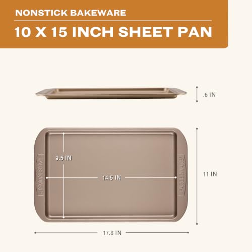 Farberware Nonstick Bakeware 10 x 15" Cookie Pan, Metal Baking Pan, Mocha - size: 10" x 15"