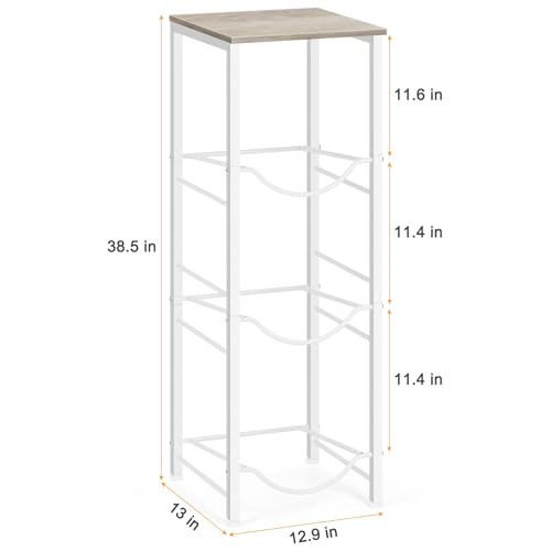 5 Gallon Water Bottle Holder Storage Rack, Water Cooler Jug Holder with Storage Shelves, 3-Tier Water Dispenser Stand for Kitchen Living Room Office, Rustic Grey - style: Square Tube Grey