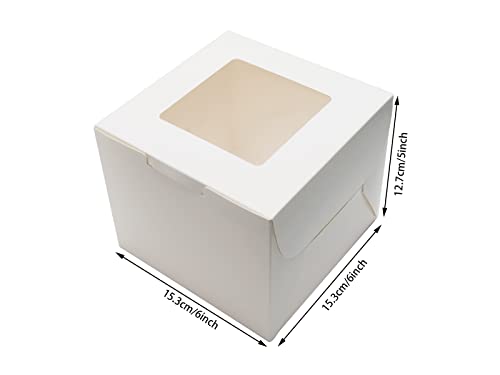 White Bakery Boxes 6x6x5 Inch - 12Pack Window Gift Boxes