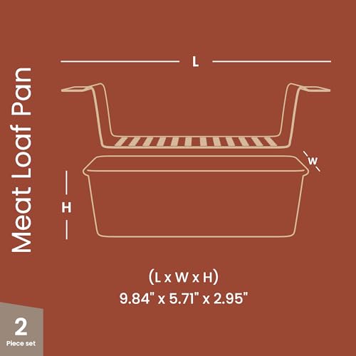 Meatloaf Pan with Drain Tray, 9.84 x 5.71" Nonstick Loaf Pan with Perforated Insert Tray, Durable Carbon Steel, PFOA, PFOS, BPA, and PTFE Free, Oven Safe to 450°F, Easy-Grip Handles, Dishwasher Safe - color: Gray, size: 2 Piece Set