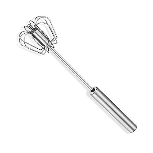 Egg Whisk, 12 Inch Semi-Automatic Egg Beater Stainless Steel Hand Mixers for Blending, Whisking, Beating, Premium Kitchen Utensil