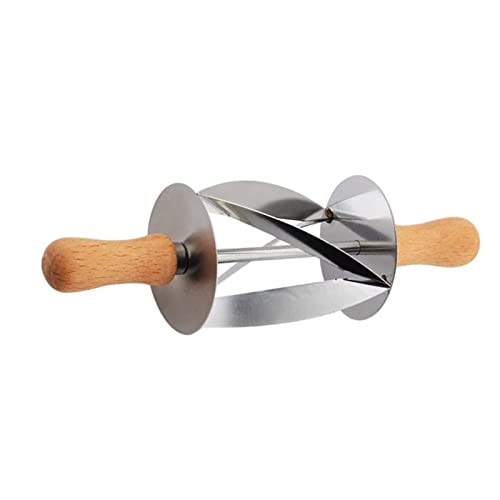 Dough Wheel Cutter Stainless Steel Croissant Bread Cutter Wooden Handle Dough Scraper for Making Croissant Rolling