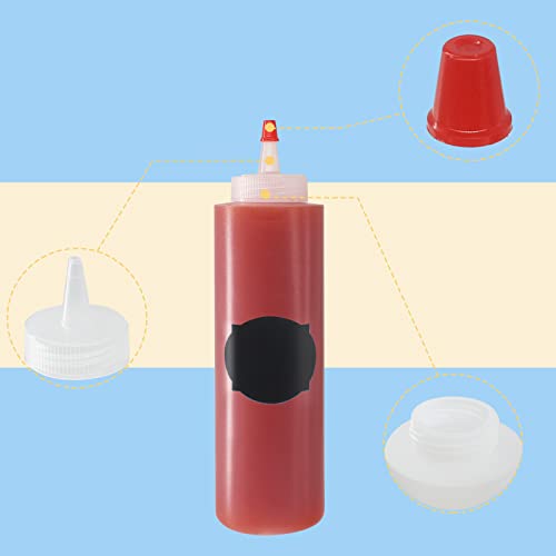 10 Pack 12 oz Plastic Squeeze Bottles with Red Tip Caps - size: 12 Ounces (Pack of 10)
