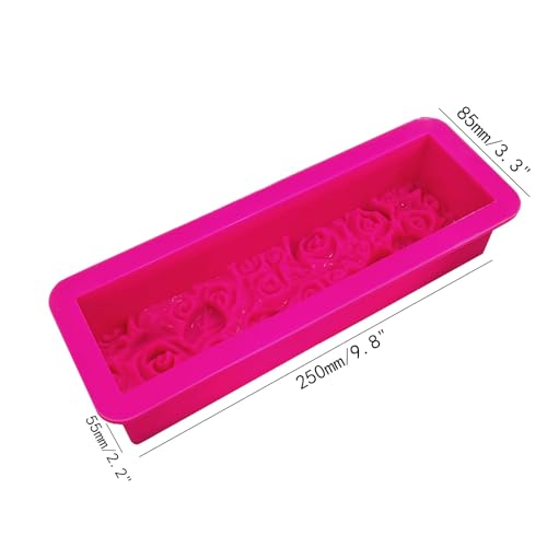 Rectangular Rose Silicone Soap Mold for Soap Making - color: Rose Red, size: 2 Silicone Molds