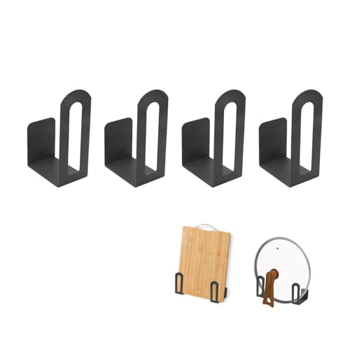 Under Cabinet Cutting Board Holder, 4 Pack Stainless Steel Cutting Board Organizer Rack, No Drill Adhesive Wall Mounted Storage Holder for Cutting Boards, Glass Panels, Holds up to 11 lbs
